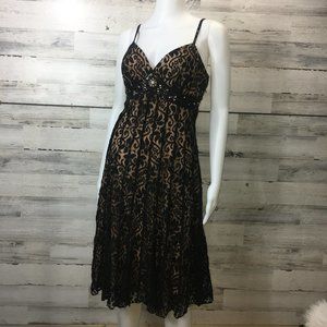 Mix It Nude black lace overlay dress 6 vneck